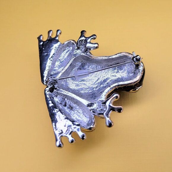 Large Bronze Gold and Green FROG Brooch - Picture 13 of 16